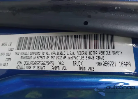 2015 Ram 1500 Express from USA, damaged, VIN 3C6JR6AG2FG675451